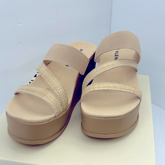 ANNE KLEIN, AKVELMA NATURAL RAFFI SLIP ONS PLATFORM ELASTIC TOP,CUSHION SOLE 9.5 - Picture 6 of 16